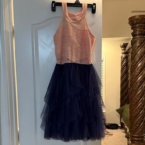 Rare Editions Pink and Navy Kids Casual Dress